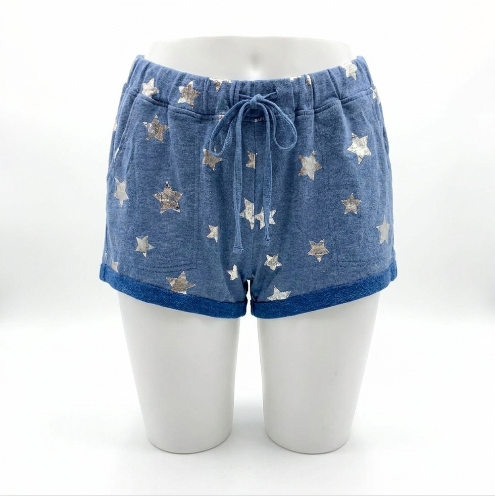 NEW KORI women's soft french terry star shorts in blue